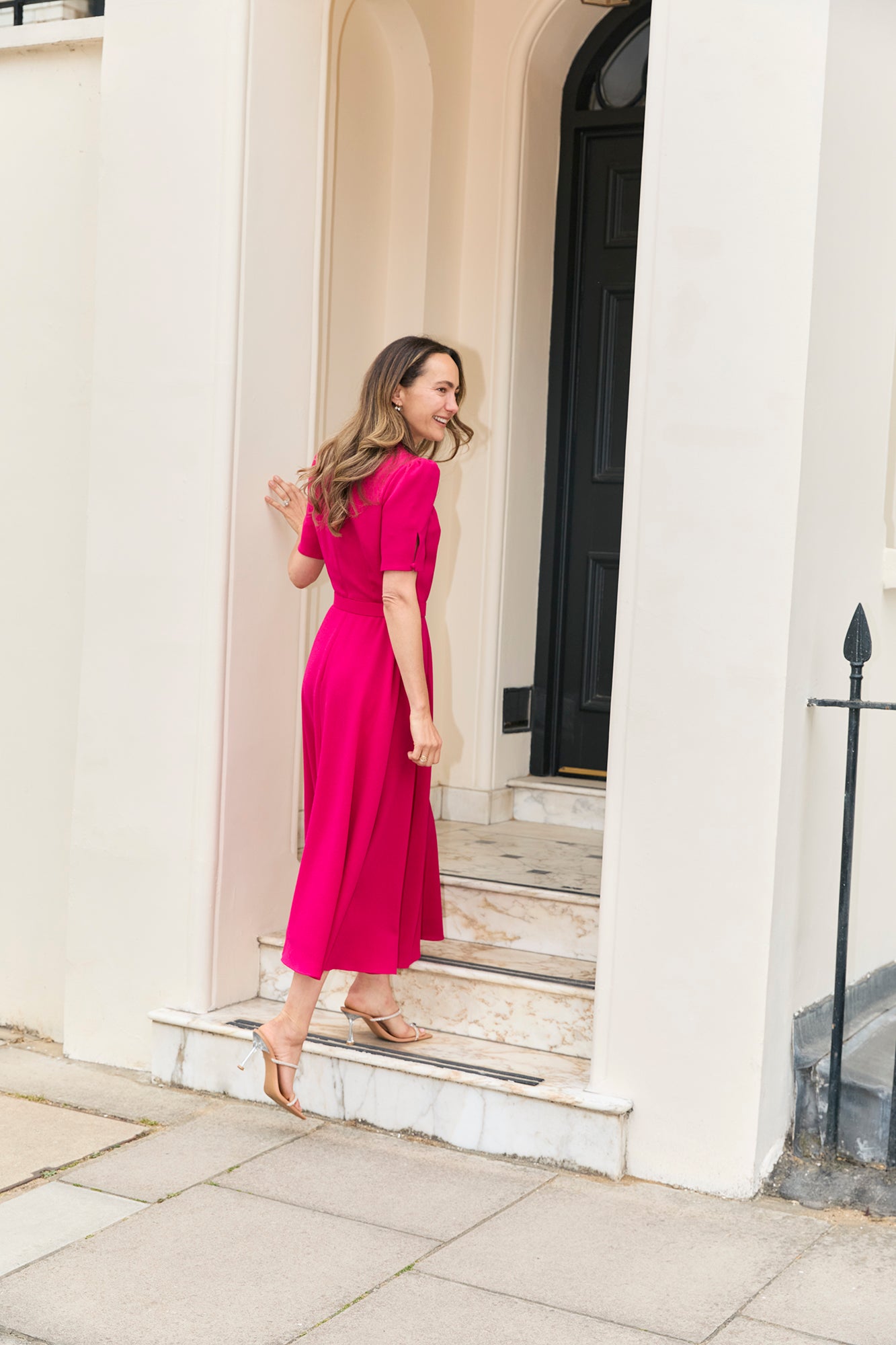 Ahana Fuchsia Short Sleeve Dress